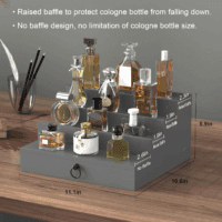 Cologne Organizer for Men, 4 Tier Wood Perfume Organizer with Felt Lining Drawer and Hidden Compartment, Perfume Display Holder, a Gift for Men - Image 5