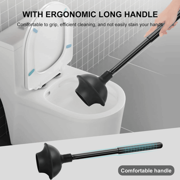 Toilet Brush and Plunger Set, Toilet Plungers for Bathroom Heavy Duty Toilet Bowl Brush and Holder Hidden Toilet Plunger and Brush Set for Deeply Cleaning - Black - Image 6