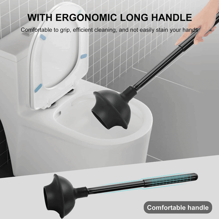 Toilet Brush and Plunger Set, Toilet Plungers for Bathroom Heavy Duty Toilet Bowl Brush and Holder Hidden Toilet Plunger and Brush Set for Deeply Cleaning - Black - Image 6