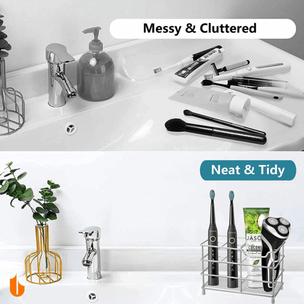 304 Stainless Steel Bathroom Toothbrush Holder Toothpaste Holder Stand Bathroom Accessories Organizer, Black - Image 5