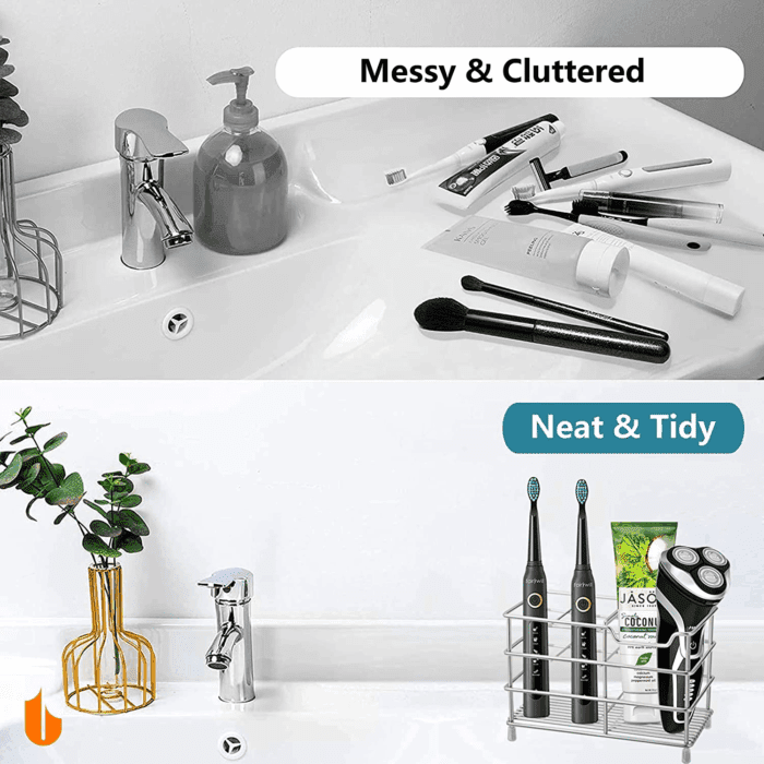 304 Stainless Steel Bathroom Toothbrush Holder Toothpaste Holder Stand Bathroom Accessories Organizer, Black - Image 5