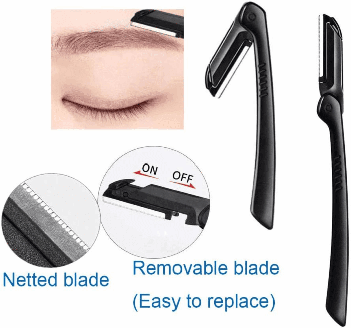 Eyebrow Razor, 5-In-1 Eyebrow Kit, Professional Eyebrow Grooming Set, Eyebrow Trimmer Set for Women and Men, Including Brow Razors Trimmer, Brush, Eyebrow Scissors, Slant Tweezers - Image 4