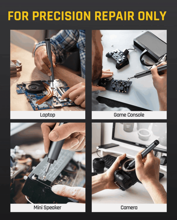E1 Max 3.7V Electric Screwdriver, Mini Precision Screwdriver Set, 50 Magnetic Bits, Magnetic Storage, 5/32‘’Hex, Repair Tool Kit for Electronics Phone Camera Laptop Watch (Grey) - Image 8