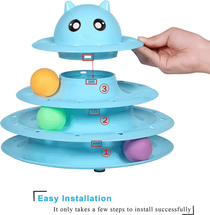 Cat Toy Roller 3-Level Turntable Cat Toys Balls with Six Colorful Balls Interactive Kitten Fun Mental Physical Exercise Puzzle Kitten Toys - Image 3