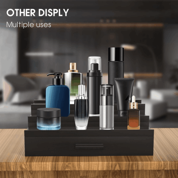 Cologne Organizer for Men 3 Tier of Elevated Cologne Display Shelf with Drawer Storage Perfume Organization and Storage Display Risers,Great Gift for Man(Black) - Image 6