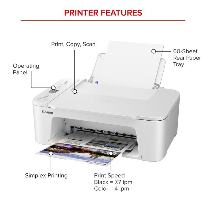 PIXMA TS3722 Wireless All-In-One Home Printer with Scanner and Copier, with PG-275 and CL-276 Inks - Image 2