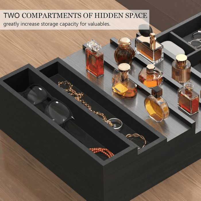 Zalida Wooden Cologne Organizer for Men 5 Tier of Perfume Display Holder of Drawer & 2 Hidden Compartments Larger Storage Space Mens Perfume Organizer Shelf Stand,Gift for Man (5T-Black) - Image 2