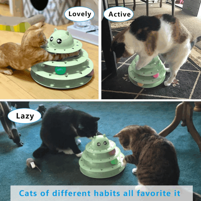 Cat Toy Roller 3-Level Turntable Cat Toy Balls with Six Colorful Balls Interactive Kitten Fun Mental Physical Exercise Puzzle Toys - Image 6