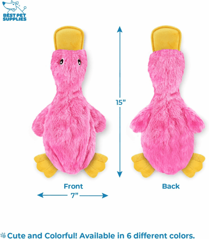 Crinkle Dog Toy for Small, Medium, and Large Breeds, Cute No Stuffing Duck with Soft Squeaker, Fun for Indoor Puppies and Senior Pups, Plush No Mess Chew and Play - Light Pink - Image 4