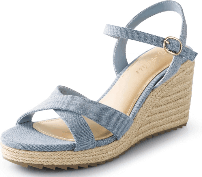 Wedge Sandals for Women, Espadrille Womens Wedge Sandals Comfortable Open Toe Cross Band Ankle Strap High Heel Wedges for Women Dressy Summer -3.4Inch