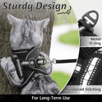Cat Harness and Leash Set for Walking Escape Proof, Adjustable Soft Kittens Vest with Reflective Strip for Cats, Comfortable Outdoor Vest, Black, S - Image 4
