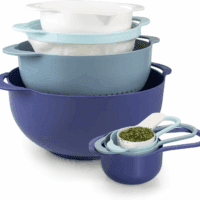 8Pc Nesting Bowl Set, Teal - Includes 2 Mixing Bowls, Colander, Sifter, 4 Measuring Cups, Polypropylene, Dishwasher Safe, BPA Free - Image 9