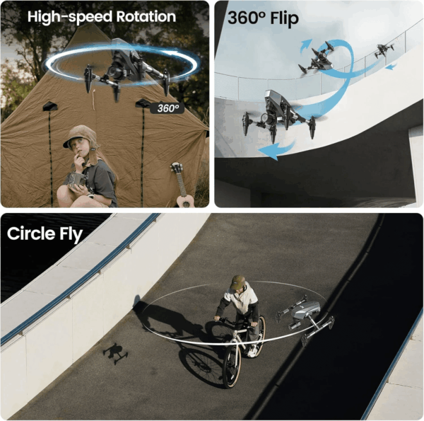 WF10 Mini Drone with Camera for Kids 1080P, Remote Control Quadcopter with 3 Batteries, Black - Image 2