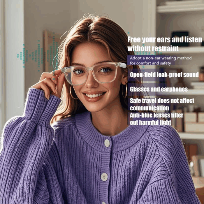 Bluetooth Anti-Blue Light Glasses, Smart Bluetooth Glasses for Women,Voice Control,Open Ear Style, Listen Music and Calls (Lear Lens with Pink Frame1) - Image 3