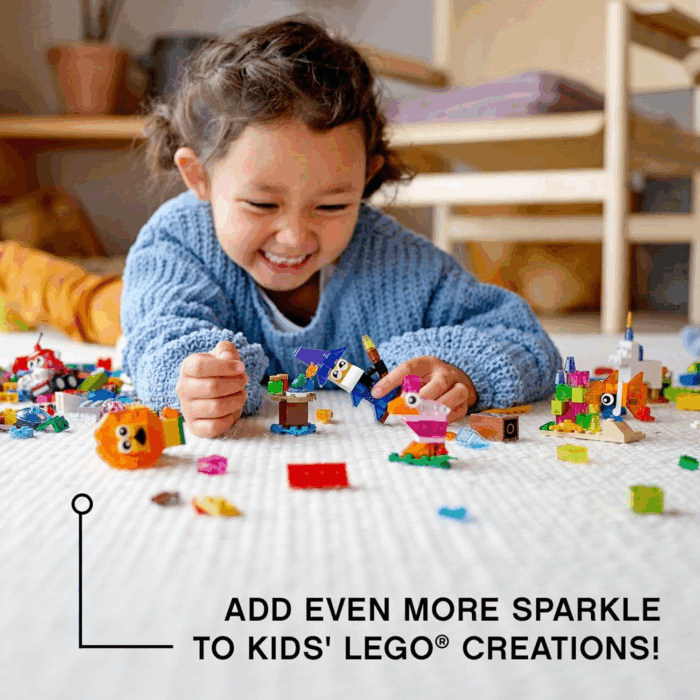 Classic Creative Transparent Bricks Building Set 11013 for Girls and Boys, STEM Toy and Preschool Hands-On Learning Toy, Includes Wizard, Unicorn, Lion, Bird, and Turtle - Image 2