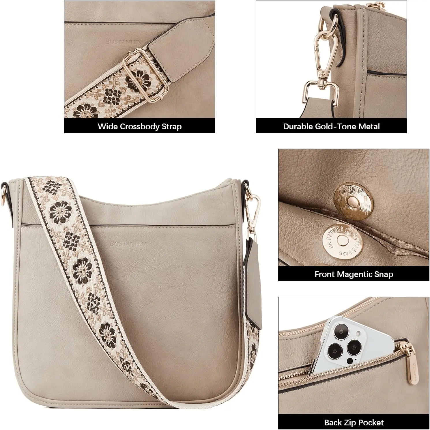 Crossbody Bags for Women Trendy Vegan Leather Hobo Purses Shoulder Handbags with Wide Shoulder Strap - Image 4