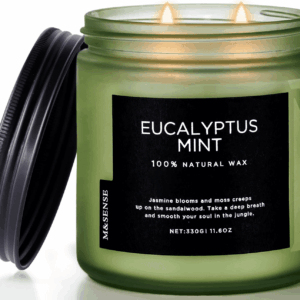 Eucalyptus & Mint Soy Candles for Home Scented, 11.6Oz 70 Hour Burn Aromatherapy Candle Gift for Stress Relief, Meditation, Yoga, Relaxing SPA, Reusable Jar Candles for Men and Women