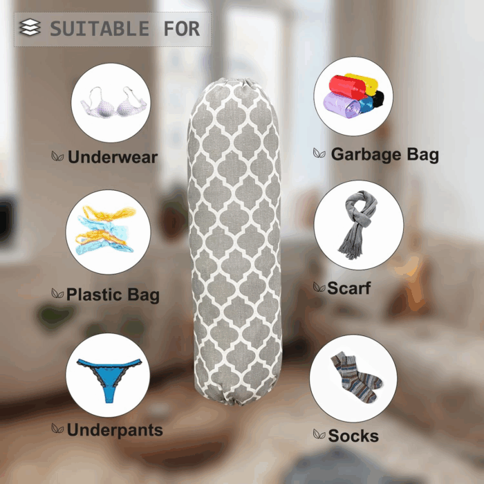 Grey Lantern Wall Mount Plastic Bag Organizer - Washable Large Grocery Bag Storage Dispenser for Home Kitchen Travelling, Free Adjustment with Drawstring - Image 5