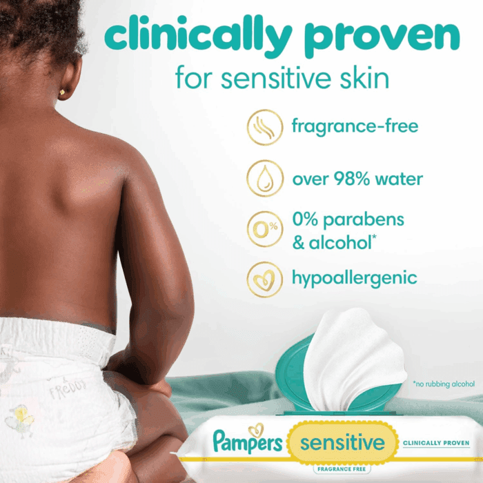 Sensitive Baby Wipes, Water Based, Hypoallergenic and Unscented, 8 Flip-Top Packs, 4 Refill Packs (1008 Wipes Total) - Image 2