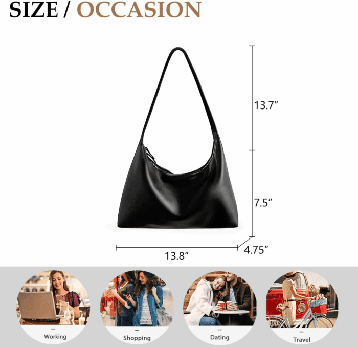 Leather Hobo Bags for Women Small Soft Shoulder Purse Slouchy Tote Handbags with Double Zipper Design 2025 - Image 6