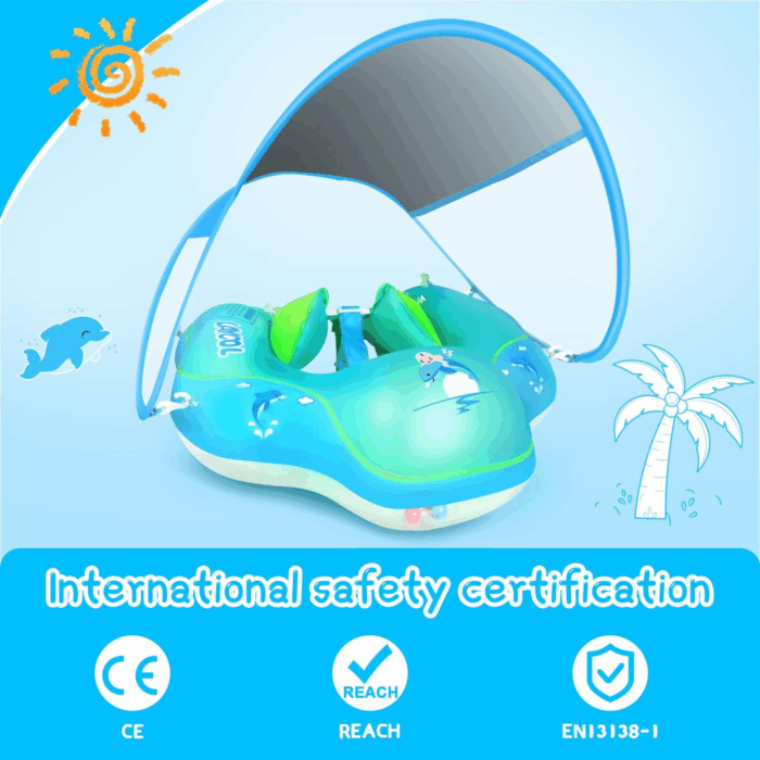 Baby Swimming Float with UPF50+ Sun Canopy Baby Floats for Pool No Flip Overbaby Pool for Baby Age of 3-36 Months - Image 4