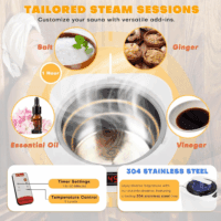 Portable Steam Sauna Tent Full Size, Oversized Personal Sauna Kit for Home Spa, Lightweight Sauna Box with Steamer, Time & Temperature Remote Control, Foldable Chair, 32'' X 32'' X 63'' - Image 4