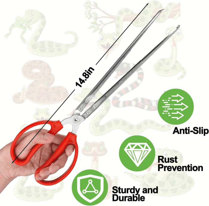 Snake Feeding Tongs,15 Inch Reptile Feeding Tongs,Extra Long Large Tweezers for Corn Ball Python Accessories,Bearded Dragon Tank Accessories,Pet Terrarium Supplies for Leopard Crested Gecko,Lizard - Image 2