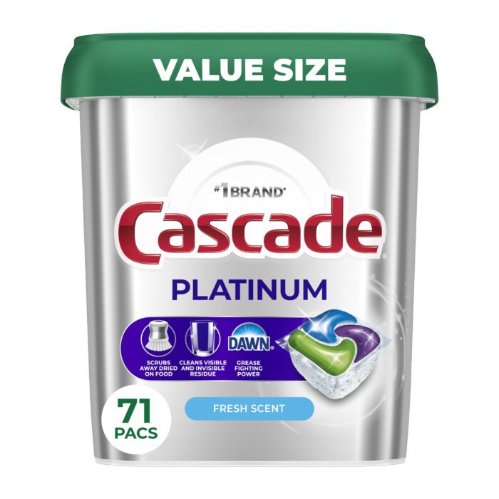Platinum Dishwasher Pods, Action Pacs Dishwasher Detergent Tabs, Fresh, 71 Count