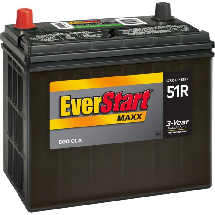 Maxx Lead Acid Automotive Battery, Group Size 51R 12 Volt, 500 CCA