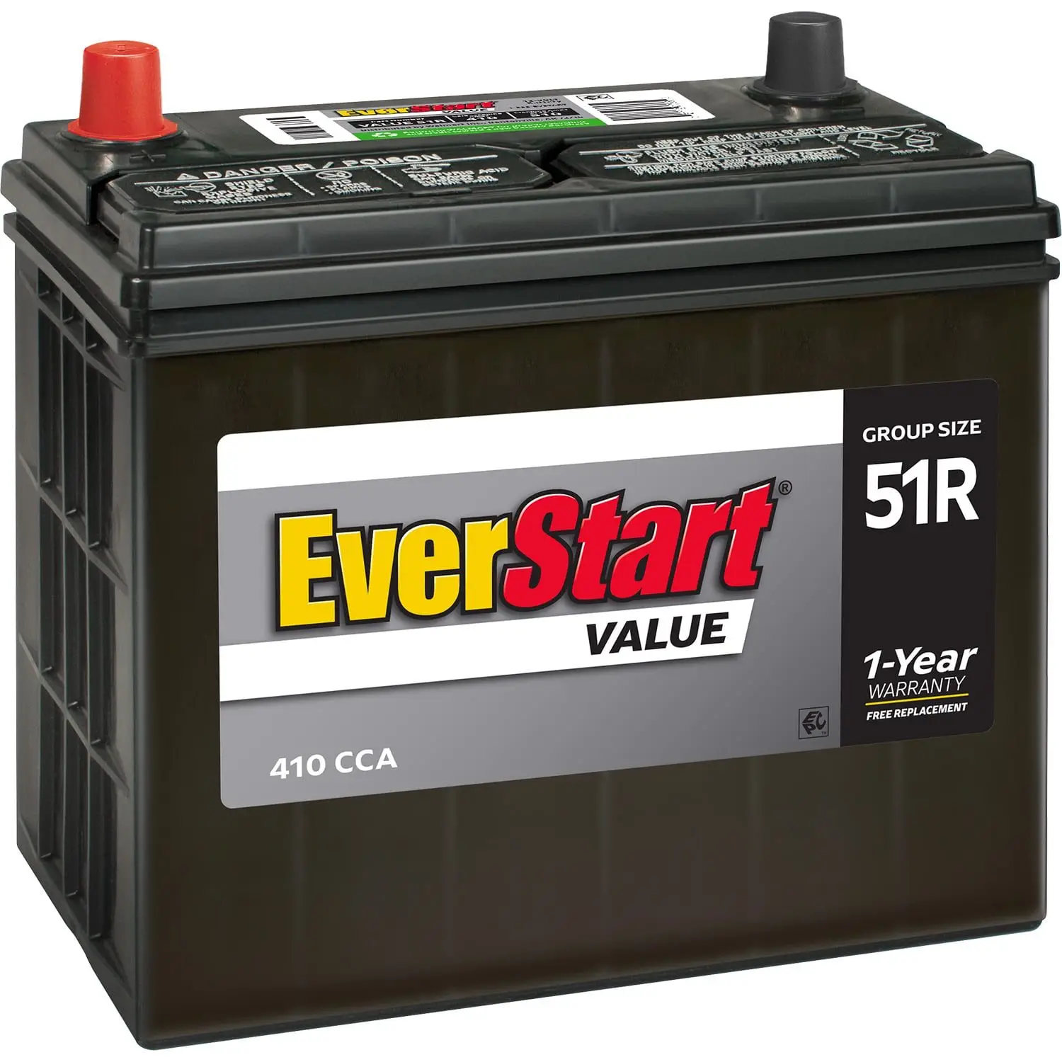 Value Lead Acid Automotive Battery, Group Size 51R 12 Volt, 410 CCA