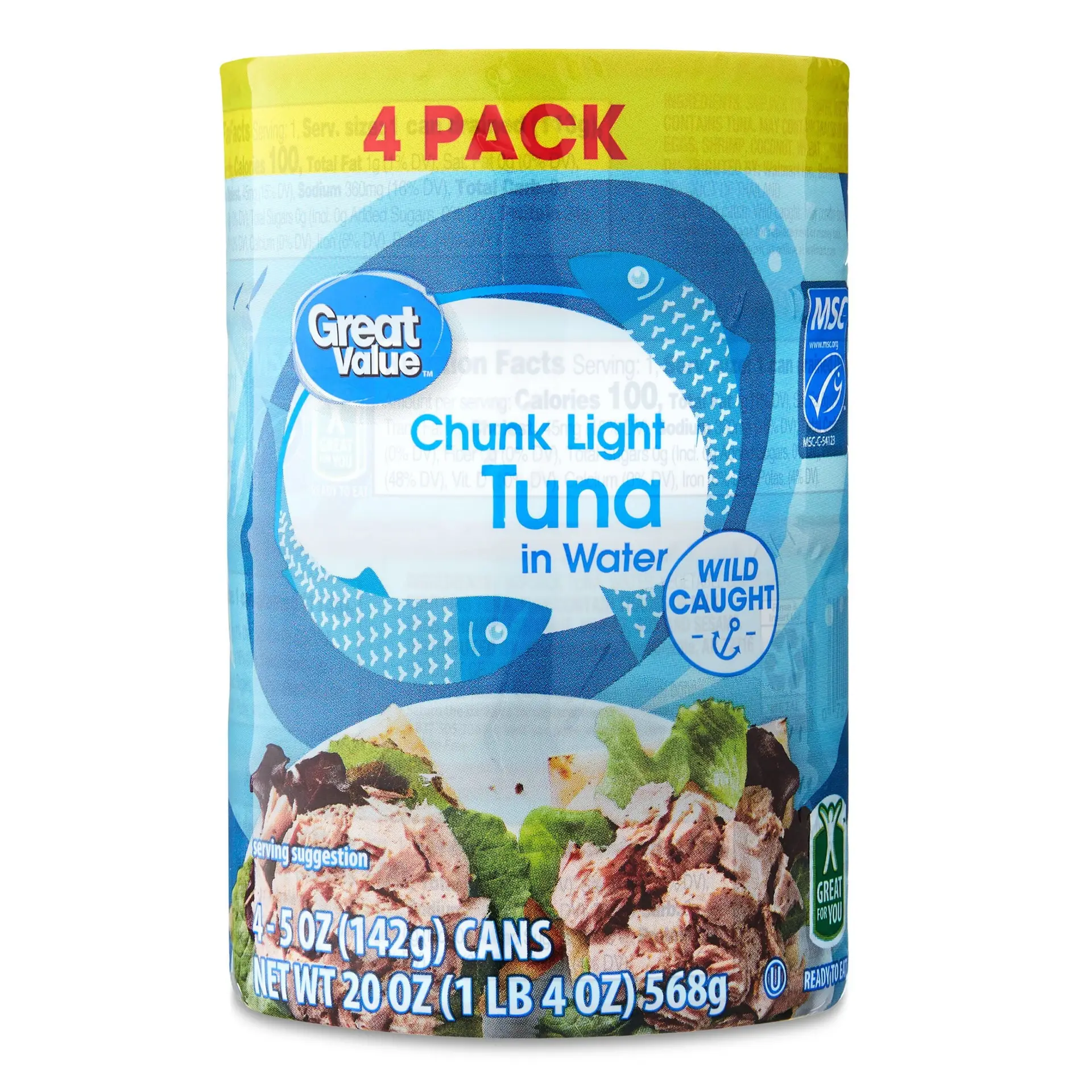 Chunk Light Tuna in Water, 5 Oz, 4 Pack