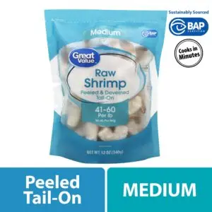 Frozen Raw Medium Peeled Deveined Tail-On Shrimp, 12 Oz (41-60 Count per Lb)