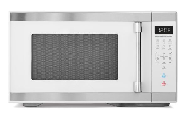 1.1 Cu Ft Countertop Microwave Oven, White and Stainless Steel