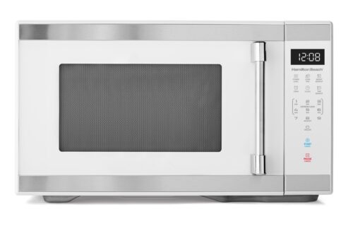 1.1 Cu Ft Countertop Microwave Oven, White and Stainless Steel