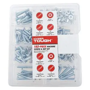 182-Piece Zinc Plated, Machine Screw and Nut Assortment with Storage Case, 3304