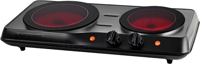 Countertop Infrared Double Burner, 1700W Electric Hot Plate and Portable Stove, Black BGI102B