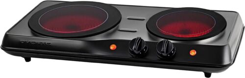 Countertop Infrared Double Burner, 1700W Electric Hot Plate and Portable Stove, Black BGI102B