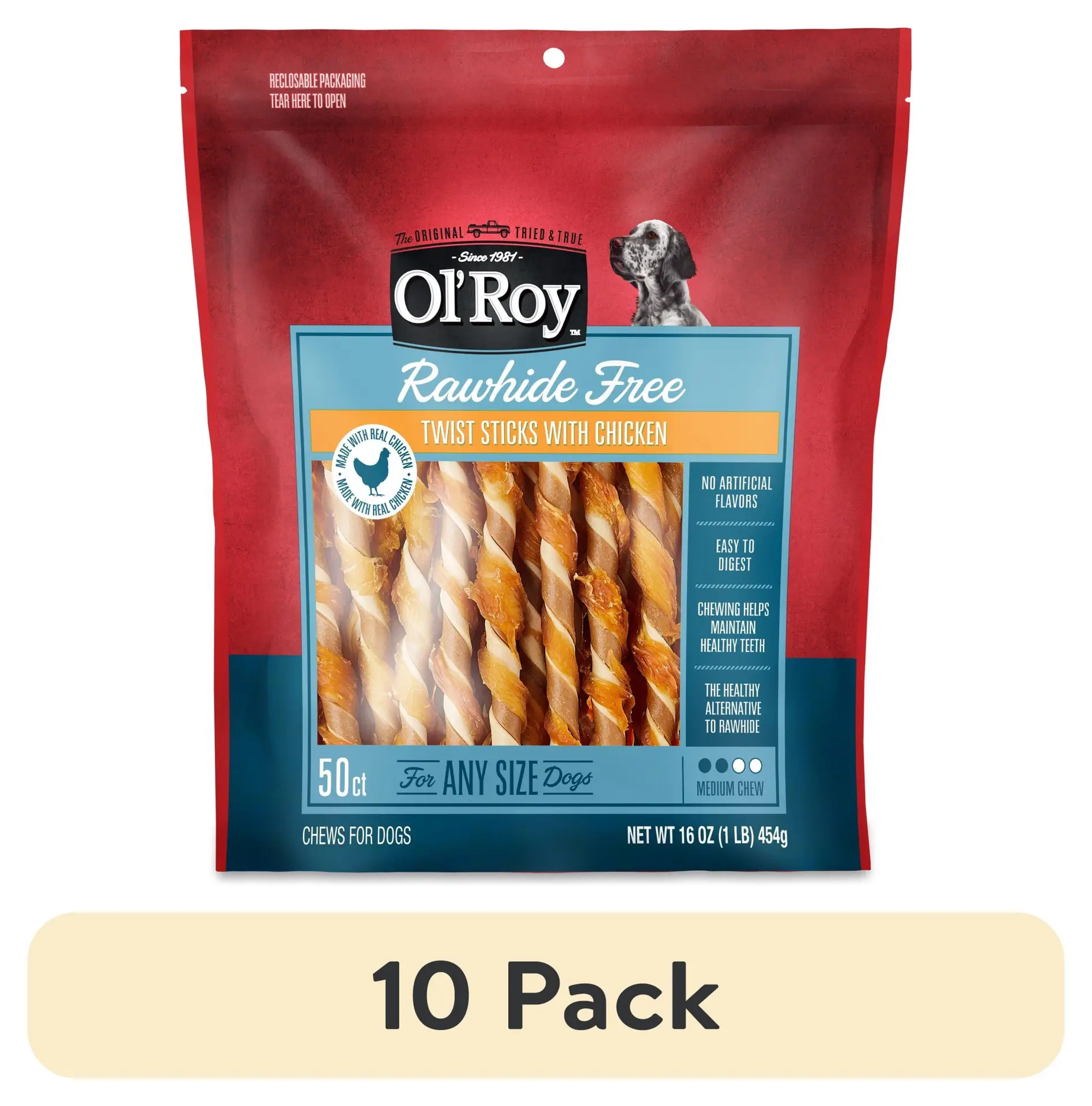 Rawhide Free Twist Sticks with Chicken Dog Treats, 50Ct,16Oz.Bag - Image 11