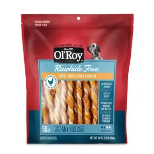 Rawhide Free Twist Sticks with Chicken Dog Treats, 50Ct,16Oz.Bag