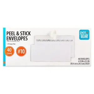 PEN + GEAR #10 Privacy Tint Peel and Stick Envelopes, White, 4.13 in X 9.5 In, 40 Count
