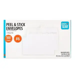 PEN + GEAR #6 Privacy Tint Peel and Stick Envelopes, White, 3.63" X 6.5", 100 Count