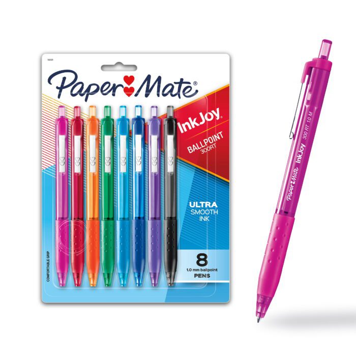Inkjoy Retractable Ballpoint Pen, 1.0 Mm, Assorted Colors, 8 Count