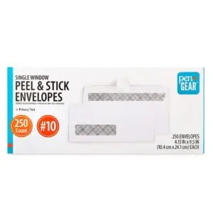 #10 Single Window Peel and Stick Envelopes, White, 4.13 in X 9.5 In, 250 Count