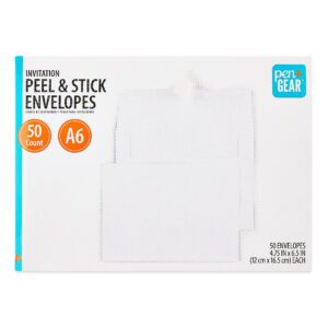 A6 Invitation Peel and Stick Envelopes, White, 4.75 in X 6.5 In, 50 Count