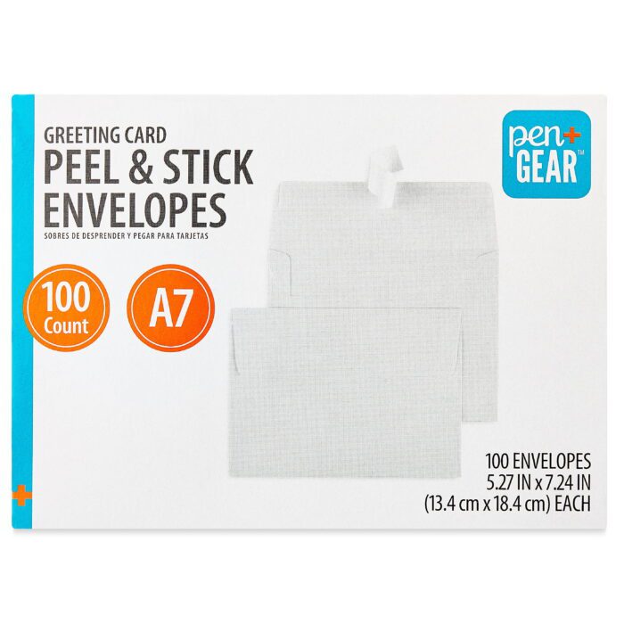 A7 Greeting Card Peel and Stick Envelopes, White, 5In X 7In, 100 Count