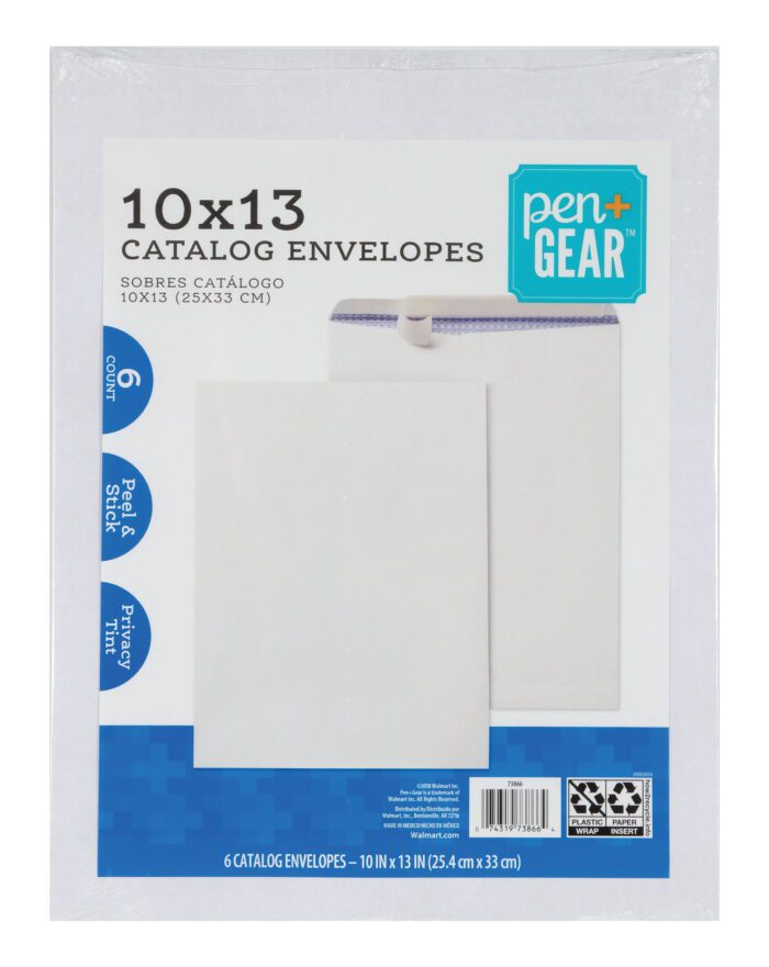 Catalog Envelopes, 28 Lb. White Wove, (10" X 13") Peel and Stick, 6-Count