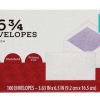 Envelopes Size #6-3/4 (3-5/8" X 6-1/2"), 20 Lb., White, Security, Gummed, 100-Count