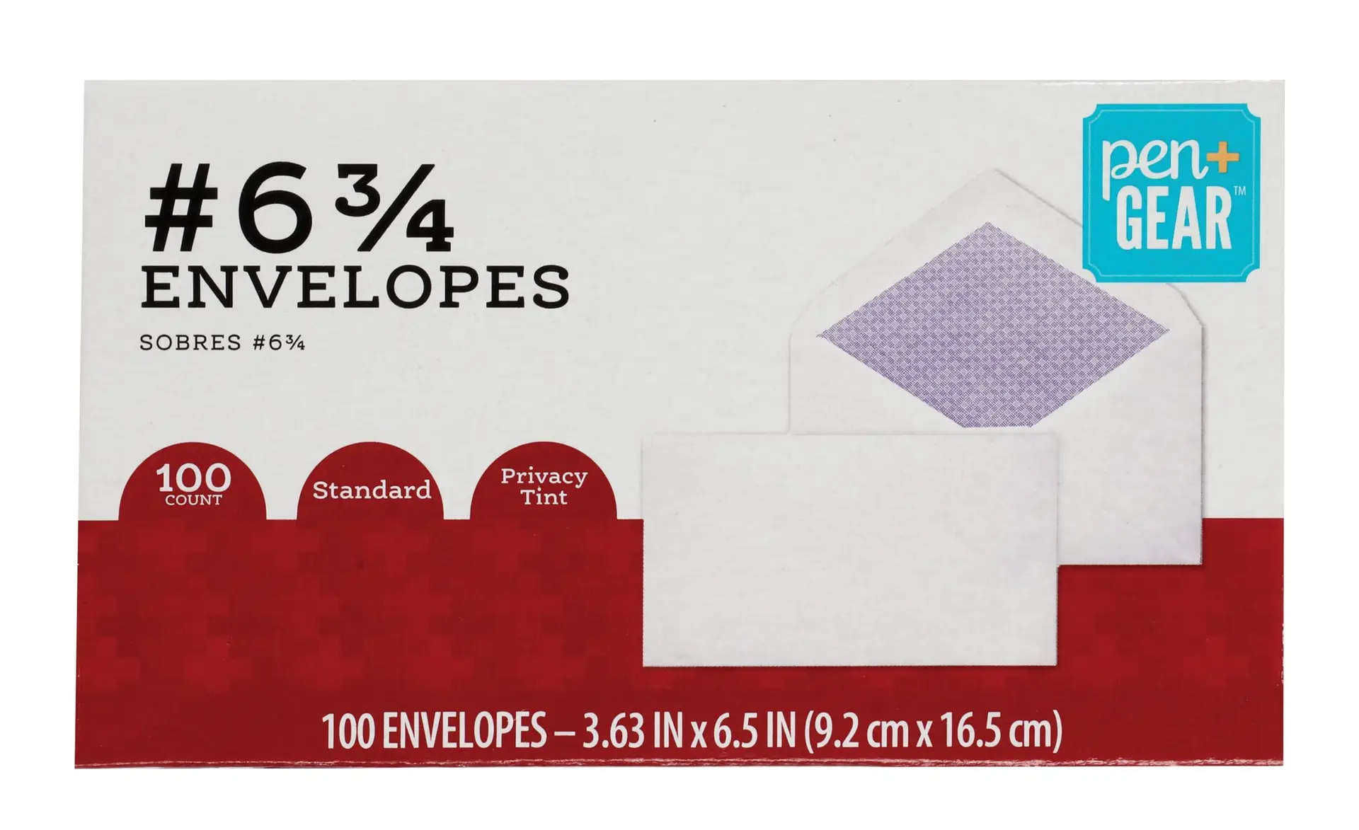 Envelopes Size #6-3/4 (3-5/8" X 6-1/2"), 20 Lb., White, Security, Gummed, 100-Count