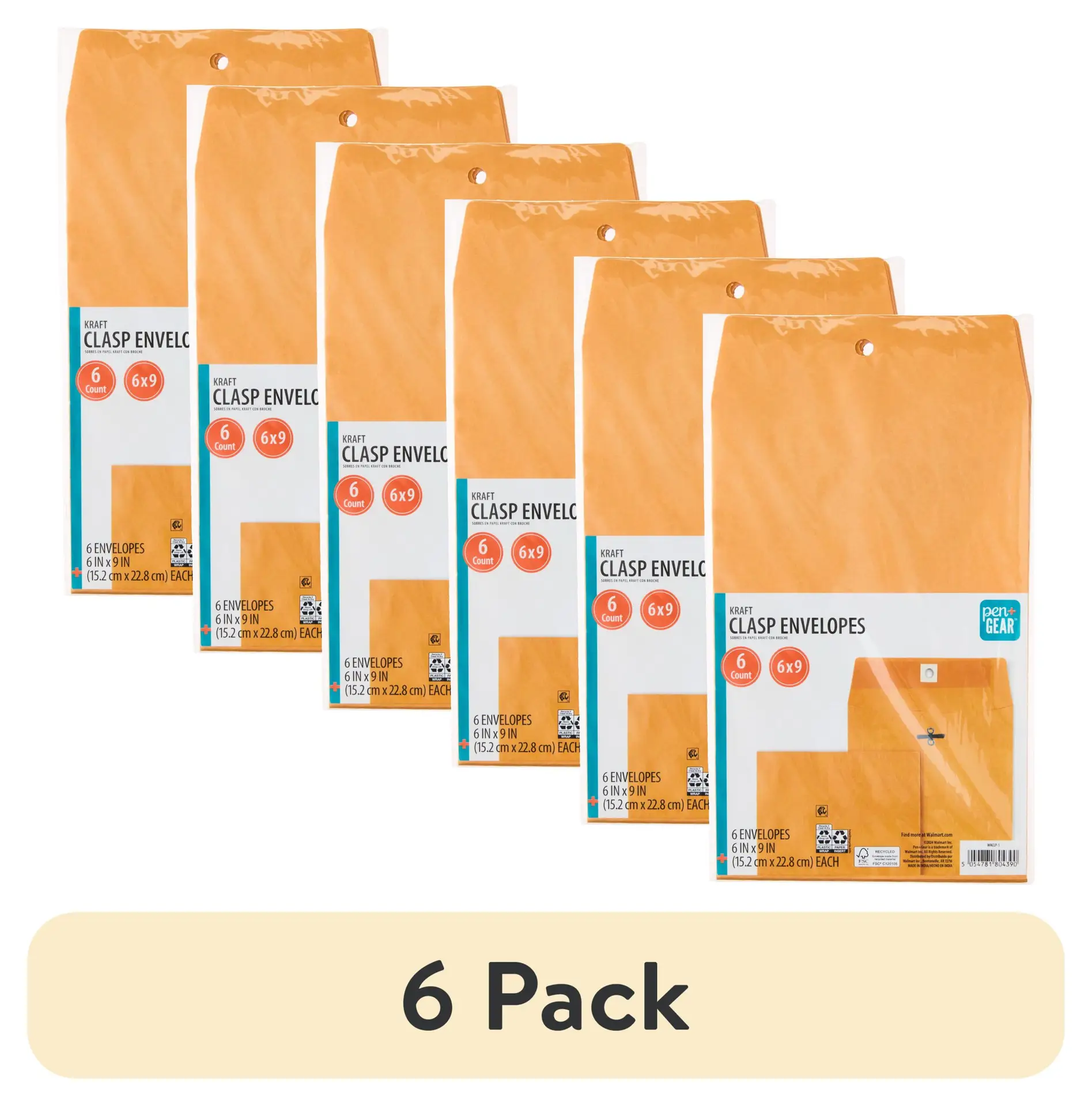 Kraft Clasp Envelopes, 6 in X 9 In, 6 Count - Image 8