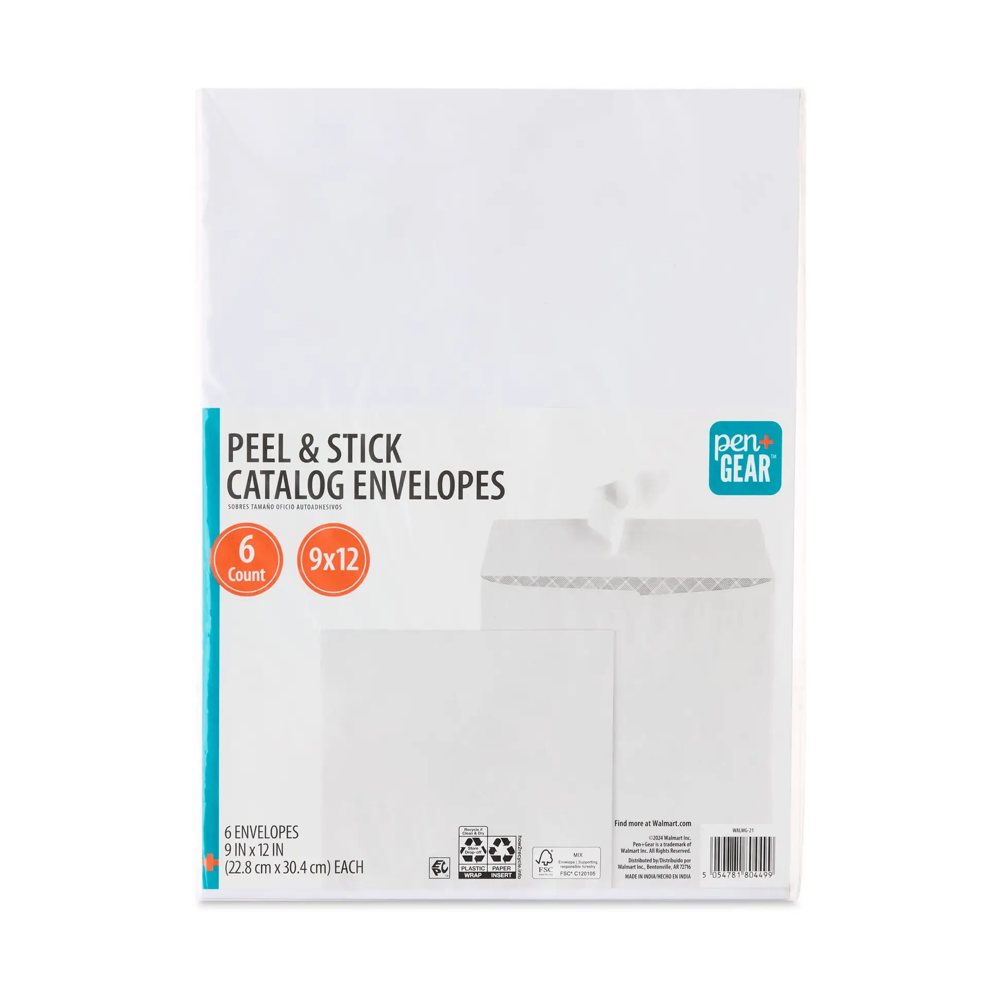 Peel and Stick Catalog Envelopes, White, 9 in X 12 In, 6 Count